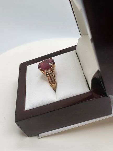 Very fine one Ruby 4.48 CW ring in silver 14k gold plated