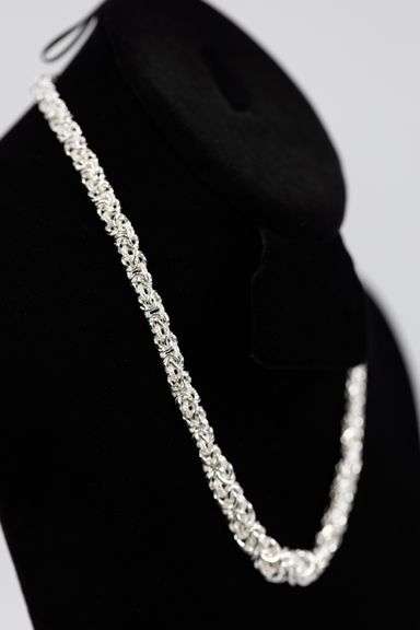 Sterling Silver Graduated Byzantine Itailian 10mm Wide Necklace Round Pure 925 Link Chain 18"