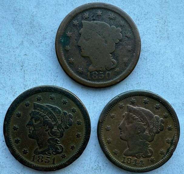 1844 1850 & 1851 Large Cents
