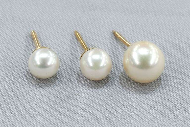 Cultured Pearl Tie Tacks - Lot of 3