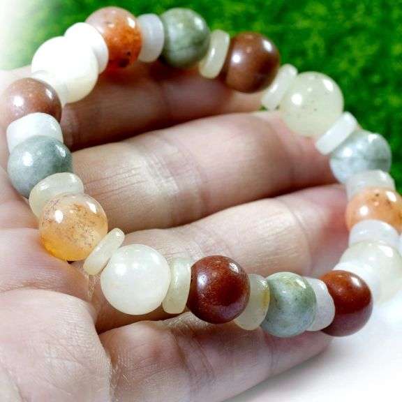 Real! 150.60ct multi-color Burmese Jade bracelet!!!