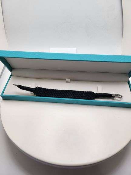 Handwoven Bracelet with Sterling Silver and Diamond Studs