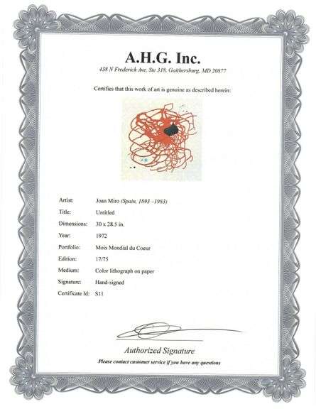 Highly Collectible and Rare Joan Miro Hand-Signed Color Lithograph