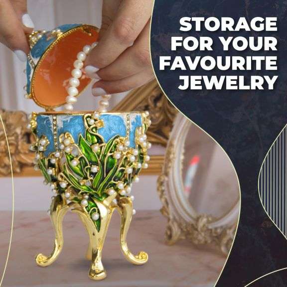 Blue Lilies of the Valley Easter Egg Replica – Extra Large with Crown