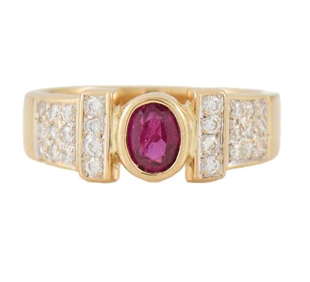 0.50ct Oval Ruby and 0.25ctw Diamonds Statement Ring in 14K
