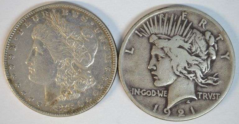 1878-P 7TF and 1921 Peace Silver Dollars