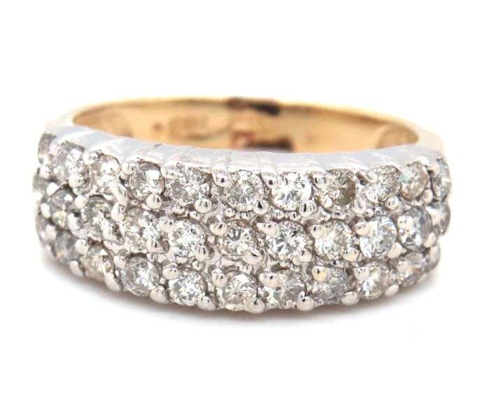 14kt Yellow gold 1ctw 3 row diamond band