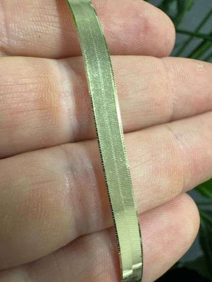 10k Yellow Gold Solid Flat Herringbone Chain 4.95mm Necklace 24"