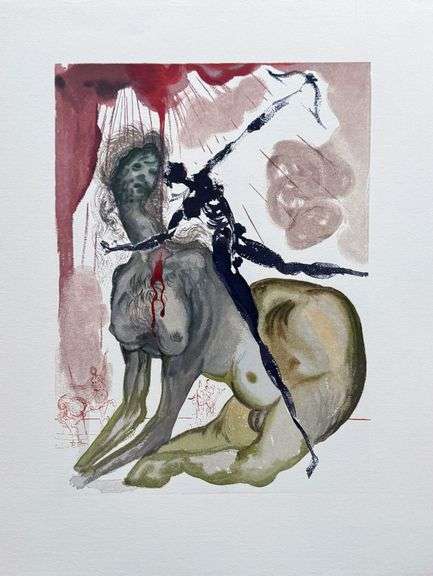 Collectible Original Color Engraving by Salvador Dali from The Divine Comedy