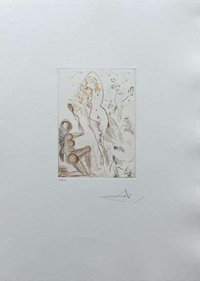 Highly Collectible and Rare Salvador Dali Hand-signed Original Engraving