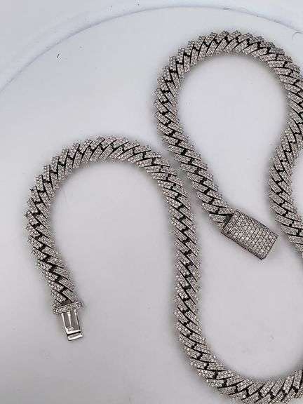 CERTIFIED 14 K WHITE GOLD DIAMOND CUBAN LINK CHAIN 168.8 GRAMS