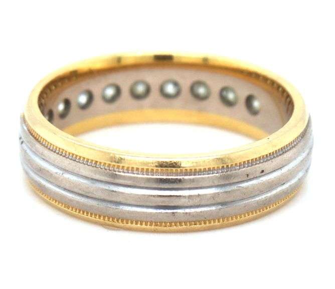14kt two tone gold diamond band