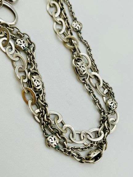 925 Sterling Silver Vintage Rare Lois Hill Multi Strands Ornate Details Different Chain Styles Neckl