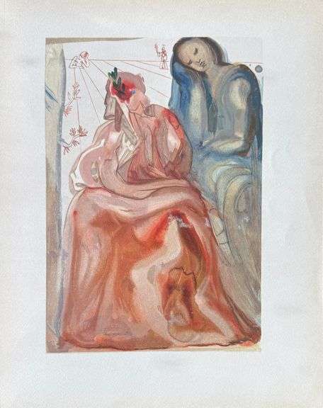 Highly Collectible Salvador Dali Original Color Engraving from The Divine Comedy