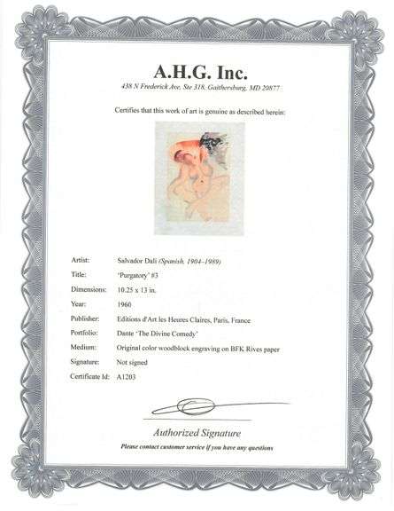 Collectible Original Color Engraving by Salvador Dali from The Divine Comedy