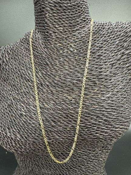 10k Yellow Gold Solid Pave Figaro Link Chain 2.6mm Necklace 22"