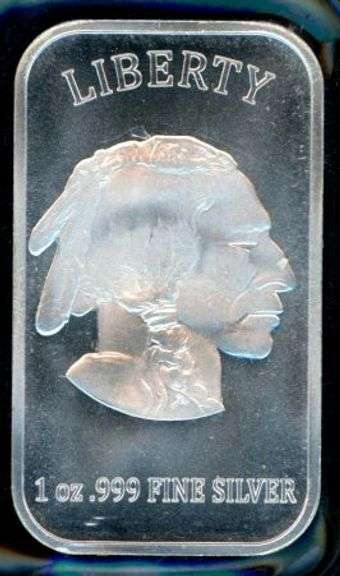 1 Troy Ounce .999 Fine Silver Bar with Buffalo Design