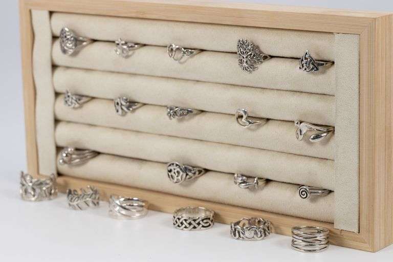 .925 Sterling Silver Curated 20 Ring Lot Various Sizes & Styles