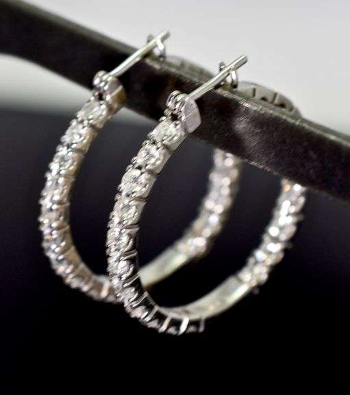 Popular 18K  Diamond In-and-Out Hoop Earrings