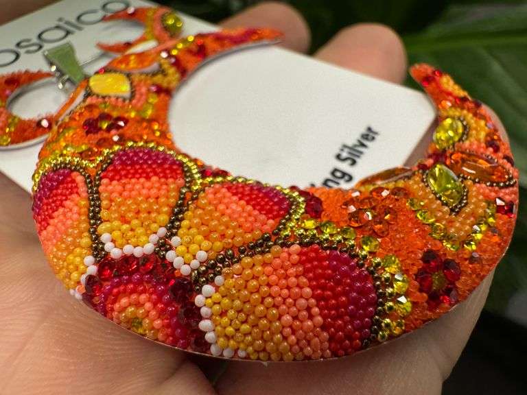 Sterling Silver 925 Custom Pentant & Earring Set Hand Set Pearls, Dichroic Glass, Austrian Crystals