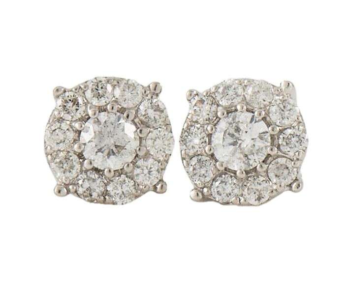 Effy 1.30ctw Round Diamond Halo Stud Earrings in 14K