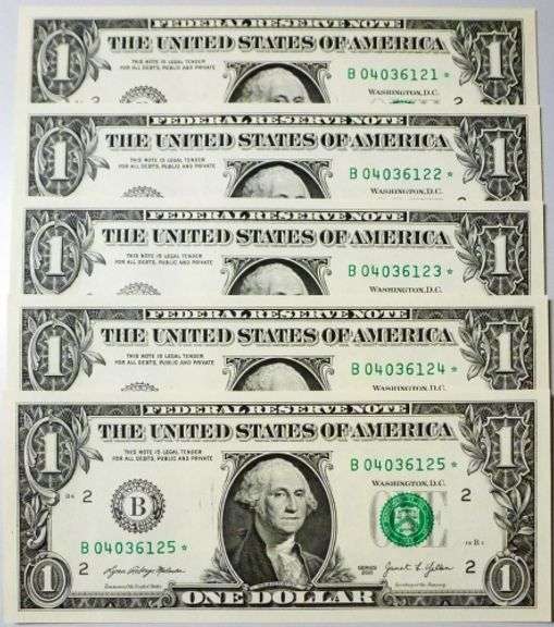 (10) Superb Crisp $1 2021 Star Replacement Notes N.Y.-Consecutive!