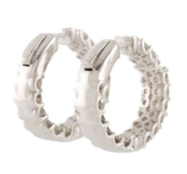 6.00ctw Round Diamond Double Row Inside Out Hoop Earrings in 14K