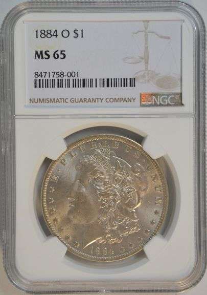 Satiny-fresh Gem BU 1884-O Morgan Silver Dollar. NGC MS65