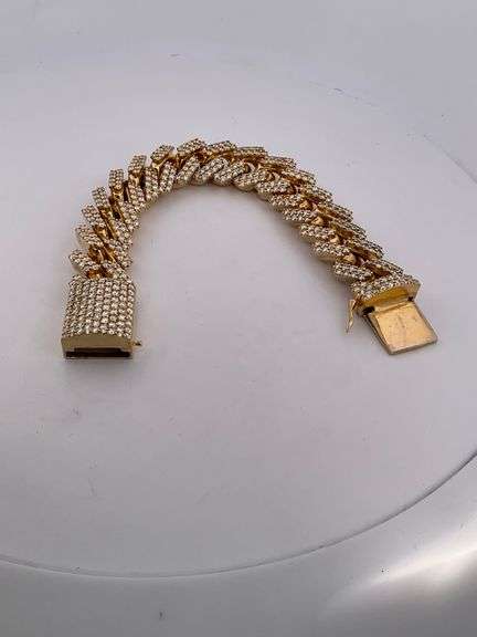 MEN'S 14K YELLOW GOLD AND DIAMOND CUBAN LINK BRACELET. CERTIFIED. OVER 135 GRAMS.