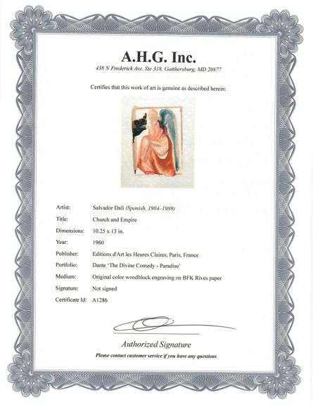 Collectible Original Color Engraving by Salvador Dali from The Divine Comedy