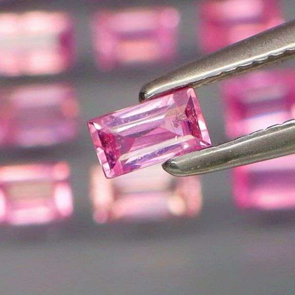 Baguette cut! 2.74ct set of Sapphires with candy pink hues!