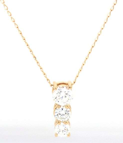 14kt Yellow gold 0.35ctw diamond journey 3 stone pendant on chain