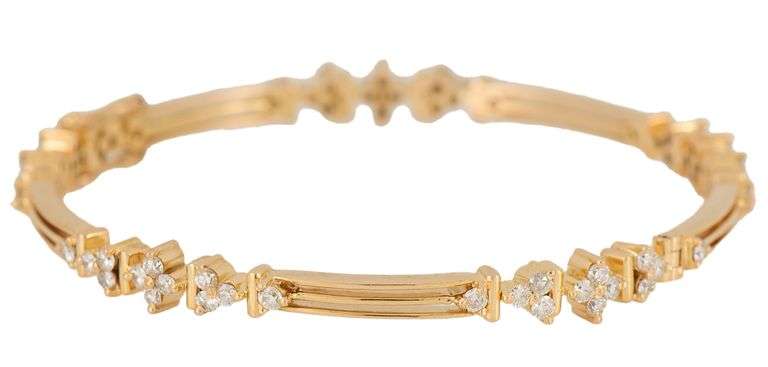 1.65ctw Round Diamond Hinged Bar Bangle Bracelet in 18K