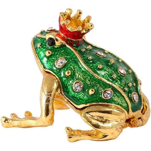 Frog Prince Crystal Jeweled Trinket Box