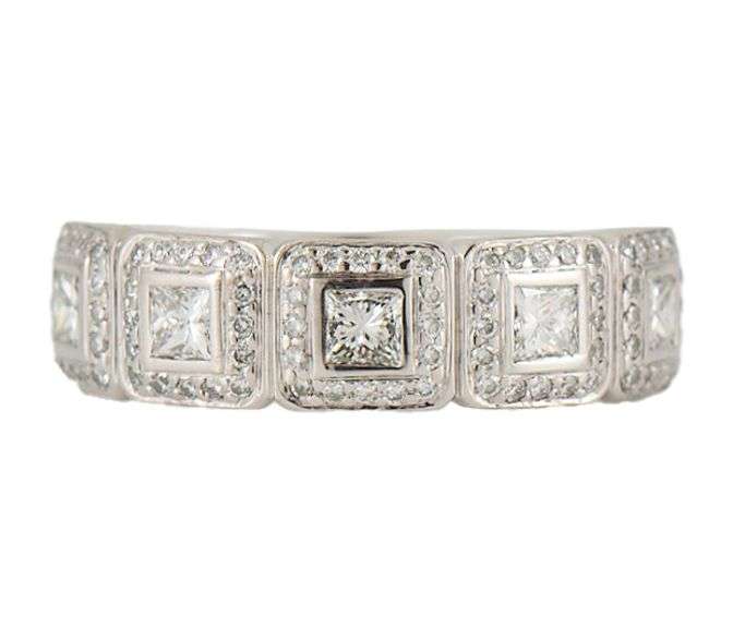 Ritani 1.00ctw Round and Princess Diamond Five Stone Frame Band Ring in 18K