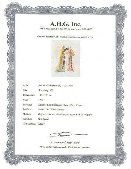 Collectible Original Color Engraving by Salvador Dali from The Divine Comedy