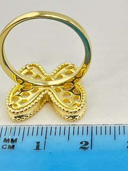 925 Sterling Silver Mother Of Pearl Butterfly Ring