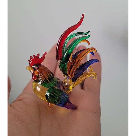 Handcrafted Solid Glass Rooster