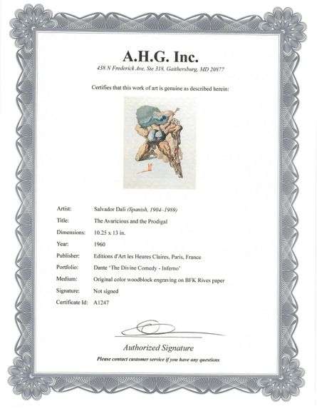 Highly Collectible Salvador Dali Original Color Engraving from The Divine Comedy