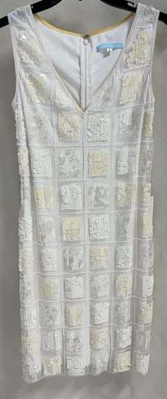 Stylish Off-white dress, Hand Detailed with Beads