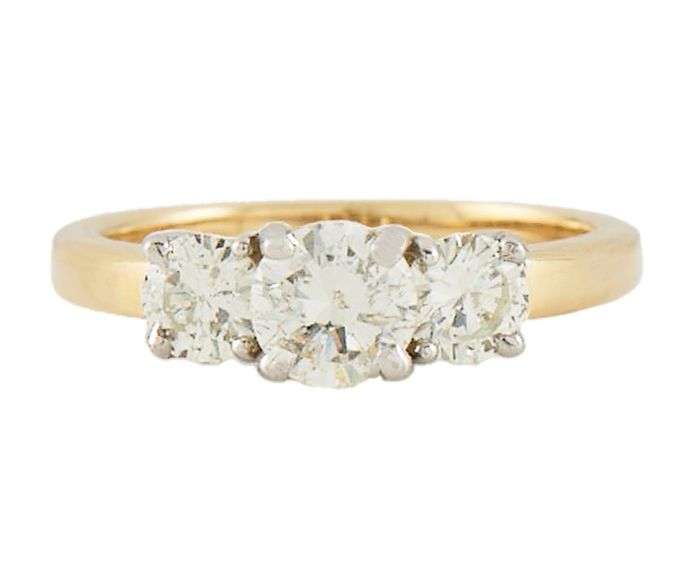 1.20ctw Round Diamond Three Stone Two Tone Ring in 14K