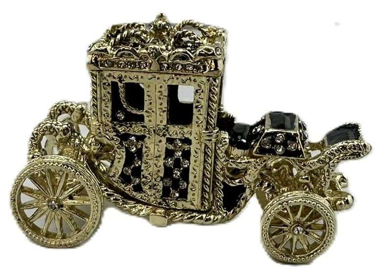 Royal Imperial Black Russian Fabergé Egg Replica with Black Carriage