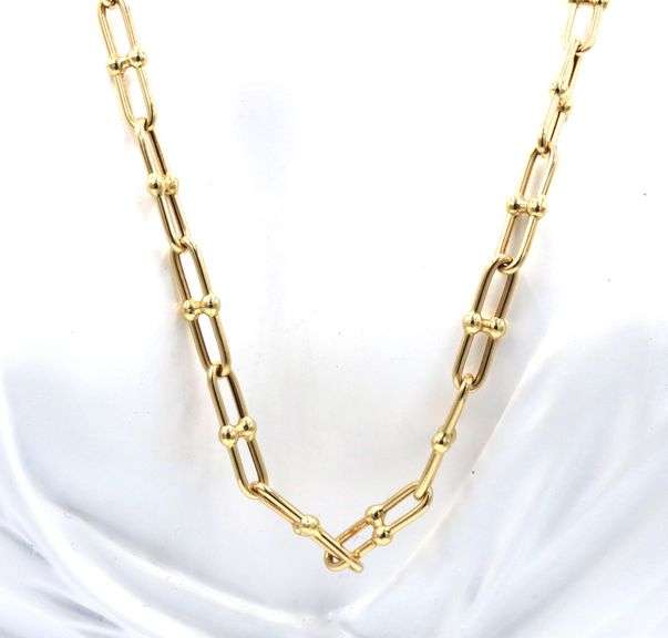 18kt Yellow gold paper clip chain necklace