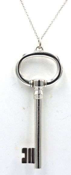 Tiffany & Co large oval key pendant on chain