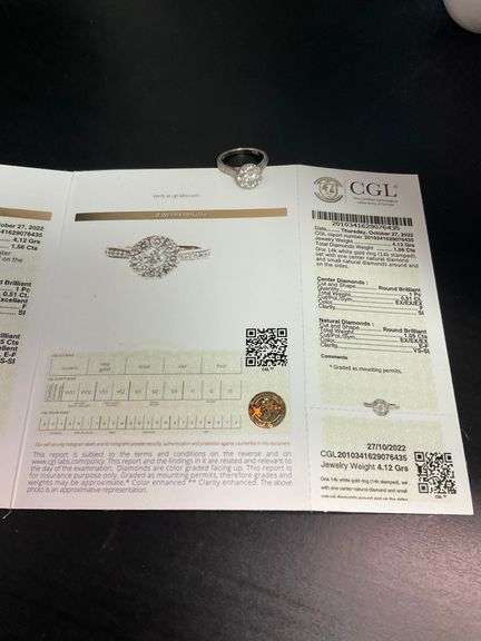 CERTIFIED AMAZING 14K WHITE GOLD AND DIAMOND RING