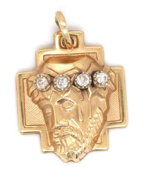 Tasteful 14k YG Religious Pendant with Diamonds