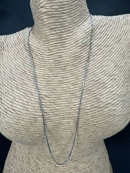 10k White Gold Solid Box Link Chain 1mm Necklace 24"