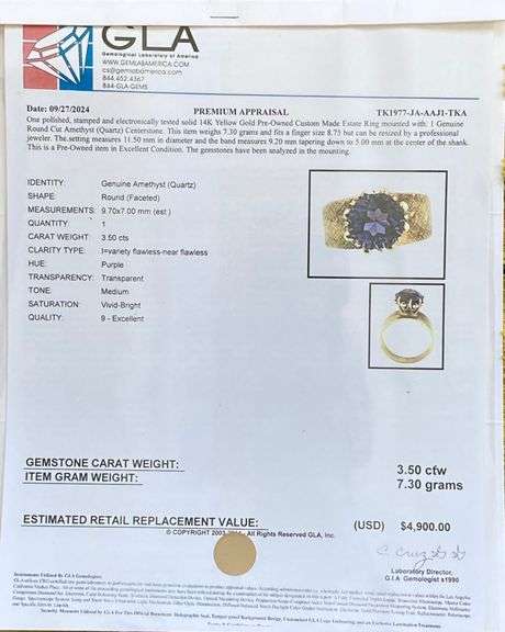 Mesmerizing 14K Yellow Gold W/ 3.5CTS Round Brilliant-Cut Amethyst Ring