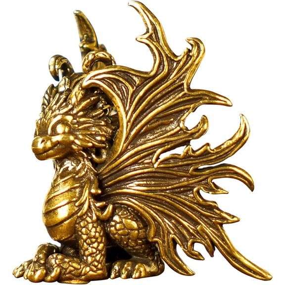 Solid Brass Sitting Dragon Collectible