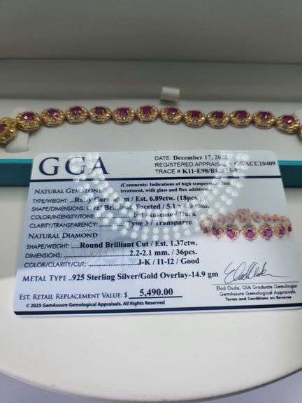 A true statement of elegance of Ruby and diamond Bracelet in Silver – GGA Certified. Set in lustrous